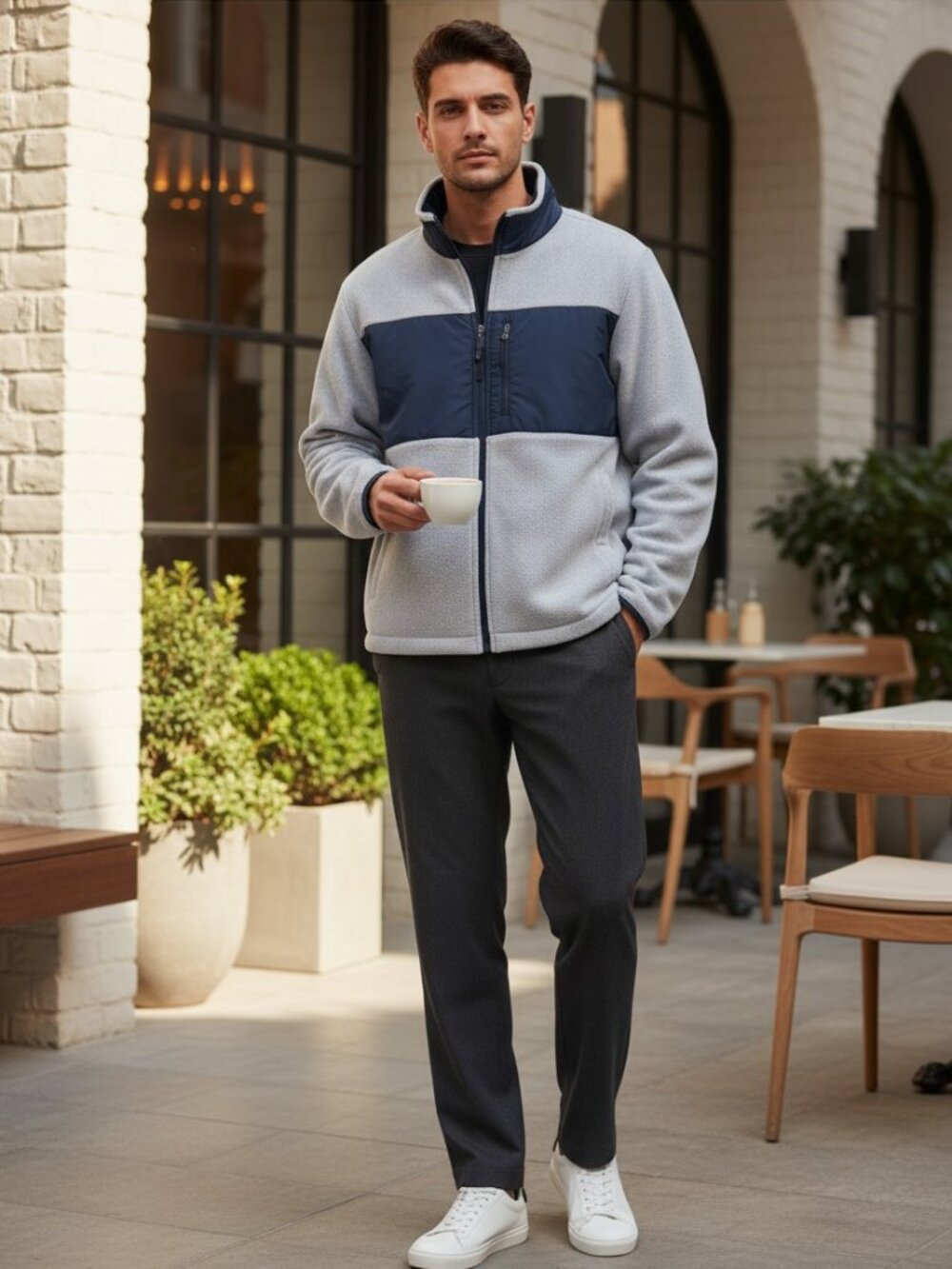 Mens Nautica Fleece Jacket Medium zip front